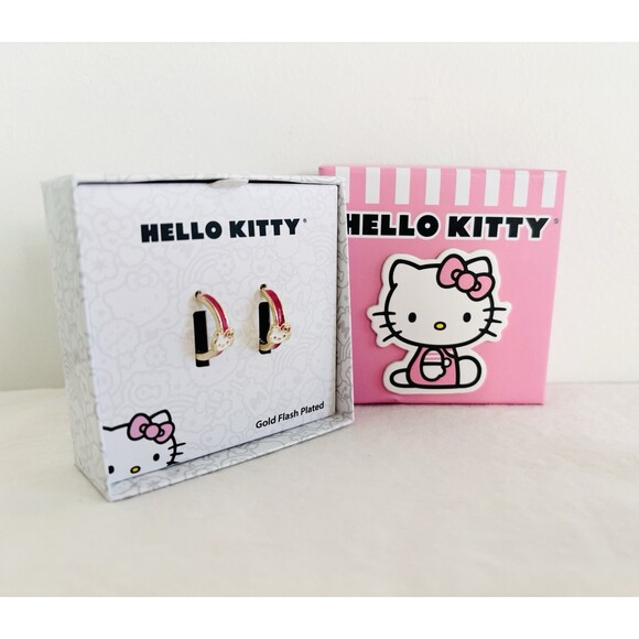 Sanrio Hello Kitty Fine Silver Plated Earrings Gift Box Official Licensed NIB - Picture 2 of 6